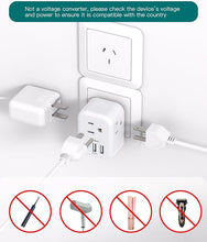 Load image into Gallery viewer, Australia New Zealand Power Plug Adapter, Australia Travel Adapter with 3 American Outlets 3 USB Charging Ports (1 USB C), Type I Plug Adapter for US to Australia, Argentina, China
