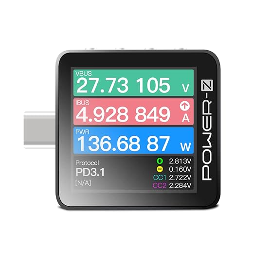 Power-Z KM003C Portable USB-C Fast Charging Tester PD3.1 QC5.0 Digital Voltmeter & Ammeter Power Bank Tester