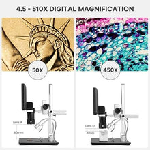 Load image into Gallery viewer, Andonstar AD246-M Digital Microscope for Adults, 3 Lens Soldering Microscope, 1080P FHD Video Record, 7 Inch LCD 500x, Coin Microscope, Biological Microscope Kit with 32G Card, Prepared Slides
