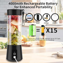 Load image into Gallery viewer, Lyrique Portable Blender: 400ml Personal Electric Blender for Shakes &amp; Smoothies, USB-C Rechargeable, Sharp Stainless Steel Blades with Efficient Mixing Function (Black)
