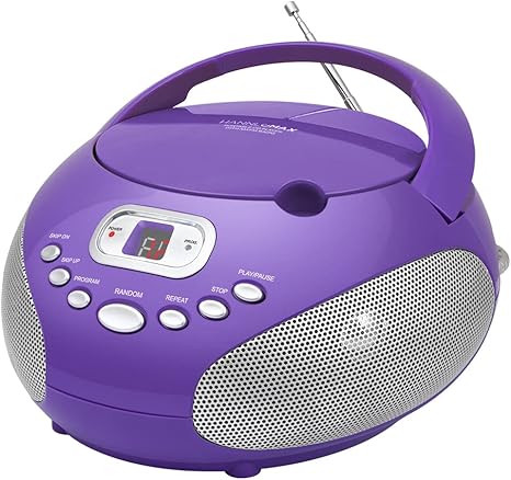 HANNLOMAX HX-319CD Portable CD Boombox, AM/FM Radio, LED Display, Aux-in Jack, AC/DC Dual Power Source. (Purple)