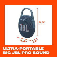 Load image into Gallery viewer, JBL Clip 5 - Ultra-Portable, Waterproof &amp; Dustproof Bluetooth Speaker, Big Pro Sound with Punchy bass, Integrated Carabiner, Up to 12 Hours of Play, Made in Part with Recycled Materials (Blue)
