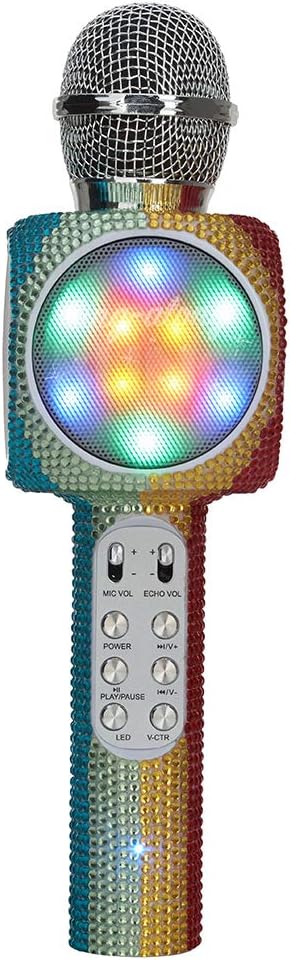 Sing-Along Bling Bluetooth Karaoke Microphone and Bluetooth Stereo Speaker All-in-One (Rainbow Bling)