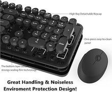 Load image into Gallery viewer, Wireless Keyboard and Mouse, KOOTOP Cute Black Keyboard and Mouse, 2.4G Wireless Keyboard with Retro Round Keycap for PC, Mac, Laptop,Tablet,Computer Windows (Black)
