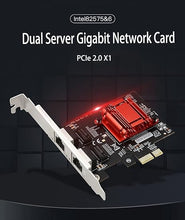 Load image into Gallery viewer, Dual-Port PCIe Gigabit Network Card 1000M PCI Express Ethernet Adapter with Intel 82575/82576 Two Ports LAN NIC Card for Support PXE for Windows/Windows Server/Linux/Freebsd/DOS with Low Profile
