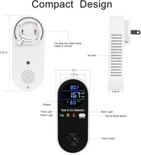 Load image into Gallery viewer, 3 Packs Plug in Gas &amp; Carbon Monoxide Detector, 4-in-1 Carbon Monoxide Alarm,Fahrenheit(°F) &amp; Humidity,Natural Gas Detector,Methane,Propane &amp; CO Detector for Home,RV,Apartment
