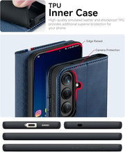 Load image into Gallery viewer, OCASE Compatible with Galaxy S25 Plus Wallet Case, PU Leather Flip Folio Case with Card Holders RFID Blocking Kickstand [Shockproof TPU Inner Shell] Protective Phone Cover 6.7 Inch 2025, Spliced Blue
