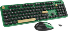 Load image into Gallery viewer, Wireless Keyboard,KOOTOP Cute Colorful 104 Keys Typewriter Retro Round Keycaps Keyboard for PC Laptop,Desktop,Windows, Home and Office Keyboards (Black Green)
