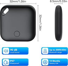 Load image into Gallery viewer, Air Tracker, Bluetooth Tracker Tag-2 Pack, Compatible with Apple Find My (iOS Only), Key, Luggage, Suitcase and Pet Item Finder, 90dB Beeping, IP67 Waterproof, Replaceable Battery, Worldwide Tracking
