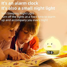 Load image into Gallery viewer, RUISHINE Alarm Clock Lights for Kids-Duck Night Lights,Temperature Display,RGB Color Changing, Wake up Timer, Rechargelable Touch Lamp for Breastfeeding,Silicone Baby Nursery Nightlight Duck
