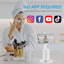 Load image into Gallery viewer, Auto Face Tracking Tripod, No App, 360° Rotation Face Body Phone Camera Mount Gesture Control, Smart Shooting Holder with 3000mAh Rechargeable Battery for Vlog, Streaming, Tiktok Trend Items (White)
