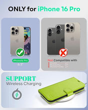 Load image into Gallery viewer, OCASE Compatible with iPhone 16 Pro Wallet Case, PU Leather Flip Folio Case with Card Holders RFID Blocking Kickstand [Shockproof TPU Inner Shell] Phone Cover 6.3 Inch 2024, Green Avocado
