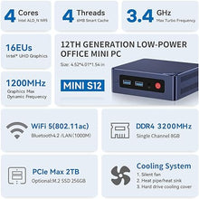 Load image into Gallery viewer, Beelink Mini S12 Mini PC, Newest Intel 12th N95(Up to 3.4GHz) 4C/4T, Mini Computer 16GB DDR4 RAM 500GB SSD, Desktop PC Dual HDMI 4K UHD Output/BT4.2/WiFi5/Gigabit Ethernet for Family-NAS/HTPC/W11 Pro
