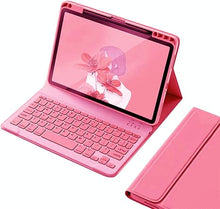 Load image into Gallery viewer, Keyboard Case for iPad 10th Generation 2022 10.9 inch, Magnetically Detachable Bluetooth Color Keyboard Smart Folio Cover with Pencil Holder (Dark Pink)
