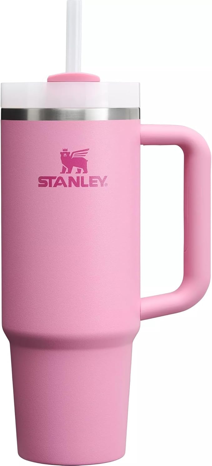 STANLEY Quencher H2.0 FlowState Stainless Steel Vacuum Insulated Tumbler with Lid and Straw for Water, Iced Tea or Coffee (Deep Purple, 40 oz) (Peony, 40 oz)