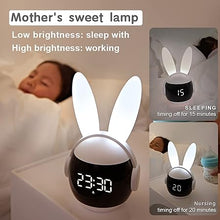 Load image into Gallery viewer, Kids Alarm Clock for Kids, Bunny Alarm Clocks for Girls Boys, White Kid Alarm Clock with Ringtones &amp; Night Light Rechargeable Snoozing
