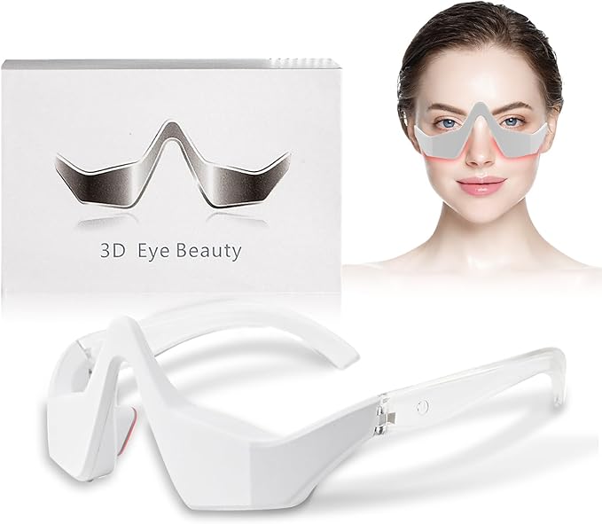 3D Eye Massager, Advanced Beauty Device for Dark Circles, Puffiness, and Wrinkles Reduction, Eyecare Glasses for Relaxation and Improved Eye Beauty Care Machine(White)