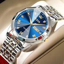 Load image into Gallery viewer, OLEVS Mens Watches Large Face Watch for Men Casual Stainless Steel Diamond Analog Quartz Waterproof Date Dress Men's Wrist Watch…
