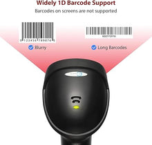 Load image into Gallery viewer, Esky Barcode Scanner with Stand, Wired Handheld Bar Code Scanner with Adjustable Stand, Automatic 1D USB Laser Scanner Support Windows/Mac/Linux for Store, Supermarket, Warehouse, Library
