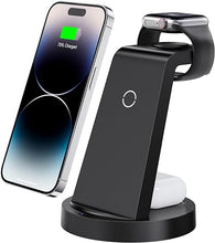 Load image into Gallery viewer, 3 in 1 Charging Station for iPhone, Wireless Charger for iPhone 16 15 14 13 12 11 X Pro Max &amp; Apple Watch - Wireless Charging Station for AirPods 4 3 Pro
