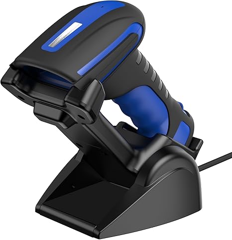 Symcode Plus Industrial Bluetooth 2D Barcode Scanner with Charging Base,433Mhz 2625ft Transmission Distance Wireless &Bluetooth 2 in 1 1D 2D QR Barcode Scanner with Drop Resistant Dustproof