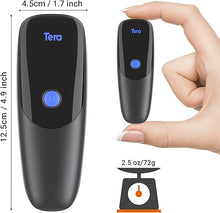 Load image into Gallery viewer, Tera Pro Extreme Performance Wireless 1D 2D QR Barcode Scanner Mini Portable Small 3-in-1 Compatible with Bluetooth &amp; 2.4G Wireless &amp; USB Wired Pocket Handheld Time Stamp Bar Code Reader Model 1300
