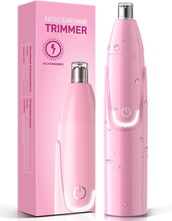 ZORAMI Rechargeable Ear and Nose Hair Trimmer - 2024 Professional Painless Eyebrow & Facial Hair Trimmer for Men Women, Powerful Motor and Dual-Edge Blades for Smoother Cutting Pink