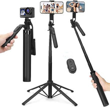 Load image into Gallery viewer, 70&quot; Selfie Stick Phone Tripod with Rechargeable Remote,Portable Extendable 3 in 1 Cell Phone Tripod Stand for Video Recording,Travel Selfie Stick Tripod for iPhone and Android
