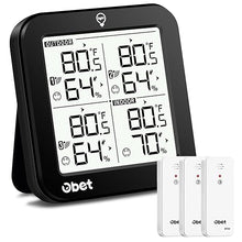 Load image into Gallery viewer, OBET Weather Stations Wireless Indoor Outdoor Thermometer and Humidity Monitor 500ft Range with 3 Remote Sensors and Adjustable Backlight After-Sale Protection
