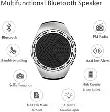 Load image into Gallery viewer, Wireless Wearable Waterproof Wrist Portable Bluetooth Speaker Watch with Multi Function FM Radio &amp; MP3 Player &amp; TWS &amp; Selfie &amp; Ultra Long Standby Time for Running, Hiking, Riding?Silver?
