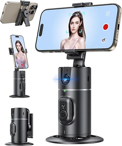 Auto Face Tracking Tripod 360 Rotation?Newest Version? No App Required Auto Face Tracking Tripod for Cell Phone Rotating Compatible with 4''-7'' iPhone Android Phone Holder for Vlog Live Stream