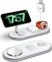 Load image into Gallery viewer, 2025 Upgraded 3 in 1 Charging Station for Apple Devices, Fast Magnetic Mag-Safe Wireless Charger Stand for iPhone 15/14/13/12 Series &amp; Apple Watch 1-9/Ultra &amp; AirPods Pro (White)

