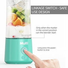 Load image into Gallery viewer, Mulli Portable Blender,USB Rechargeable Personal Mixer for Smoothie and Shakes, Mini Blender with Six Blades for Baby Food,Travel,Gym
