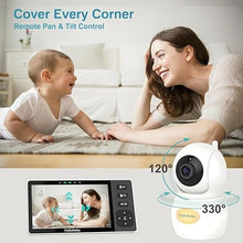 Load image into Gallery viewer, HelloBaby 720P 5.5&#39;&#39; HD Baby Monitor with Camera and Audio No WiFi, Video Baby Monitor, Remote Pan Tilt Zoom Wide View Range, 1080P Infant Camera, Night Light, Hack Proof, 4000mAh Battery, 1000ft
