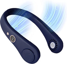 Load image into Gallery viewer, Portable Neck Fan Rechargeable USB, 5 Adjustable Modes, 4000 mAh Battery, 4-6 Hour Battery, Bladeless Fan Design, LCD Screen, Super Quiet Fan, 360° Coverage (Blue)
