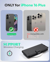 Load image into Gallery viewer, OCASE Compatible with iPhone 16 Plus Wallet Case, PU Leather Flip Folio Case with Card Holders RFID Blocking Kickstand [Shockproof TPU Inner Shell] Phone Cover 6.7 Inch 2024, Black
