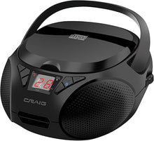 Load image into Gallery viewer, |Craig CD6925 Portable Top-Loading Stereo CD Boombox with AM/FM Stereo Radio | Bluetooth Wireless (Black, Bluetooth) | No Headphone Jack | 3.5mm Aux Input
