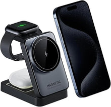 Load image into Gallery viewer, 2024 Upgraded 3-in-1 Wireless Charger for iPhone,Travel Magnetic Charger Stand Nightlight Foldable Wireless Charging Station Compatible with Magsafe Charger&amp;iPhone 16/15/14/13/12,Apple Watch&amp;AirPods
