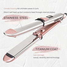 Load image into Gallery viewer, Professional Flat Iron Hair Straightener, Titanium Ionic Hair Straightening, Fast Heating Hair Tools, Pink 2 in 1 Dual Voltage Hair Straightener Curler for All Hairstyles
