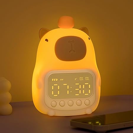 Cute Capybara Alarm Clock Night Light, Fun Children's Wake Up Lamp, Night Light for Kids Bedroom Decoration, Sleep Training Clock, Birthday Gift