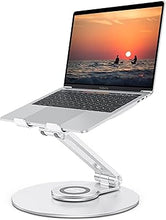 Load image into Gallery viewer, Adjustable Laptop Stand with 360 Rotating Base, OMOTON Ergonomic Laptop Riser for Collaborative Work, Dual Rotary Shaft Fully Foldable for Easy Storage, Fits MacBook / All Laptops up to 16 inches
