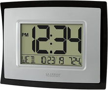 Load image into Gallery viewer, La Crosse Technology WT-8002U Digital Wall Clock, Silver, Black
