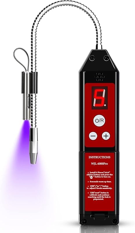 Refrigerant Leak Detector with LED Light, Aprvtio WJL-6000PRO Halogen Leak Detector Freon Gas Leakage Tester HVAC Air Condition R22 R410A R134A R1234YF CFCs HCFCs HFCs Indicator Freon Sniffer