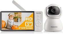 Load image into Gallery viewer, nannio New Comfy HD Baby Monitor with Camera &amp; Audio, 5&#39;&#39; HD Display, 5000mAh Battery, 1000ft Long Range, Fully Remote, Clear Night Vision, 2-Way Audio, Temp Sensor, No WiFi, Ideal Gifts for Baby
