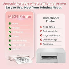 Load image into Gallery viewer, Phomemo M834 (Upgraded) Portable Printer, Wireless Bluetooth Thermal Printer, Support Multi-Size Thermal Paper, Compatible with iOS, Android &amp; PC, Mobile Printer for Travel, Office, School, Pink
