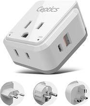 Load image into Gallery viewer, Ceptics European Plug Travel Adapter Set, 20W PD &amp; QC, Safe Dual USB &amp; USB-C - 2 USA Socket - Compact - Use in Germany, France, Italy, UK - Includes Type E/F, Type C, Type G SWadAPt Attachments
