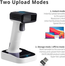 Load image into Gallery viewer, ScanAvenger Wireless Portable 1D&amp;2D with Stand Bluetooth Barcode Scanner: Hand Scanner 3-in-1, Cordless, Rechargeable Scan Gun for Inventory - USB Bar Code/QR Reader (1D&amp;2D Upgraded Next Gen Stand)
