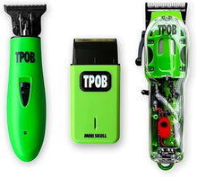 Load image into Gallery viewer, TPOB Slime 2 Barber Hair Clippers Trimmer Shaver Set for Men with Matte Green Case and X Fade Blade
