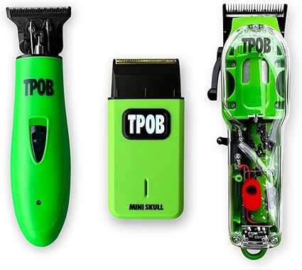 TPOB Slime 2 Barber Hair Clippers Trimmer Shaver Set for Men with Matte Green Case and X Fade Blade