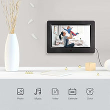 Load image into Gallery viewer, Digital Photo Frame 7 inch Digital Picture Frame Video Music Photo Player with Calendar Alarm Clock Slideshow with Remote Control Gift Wrapping Support USB SD
